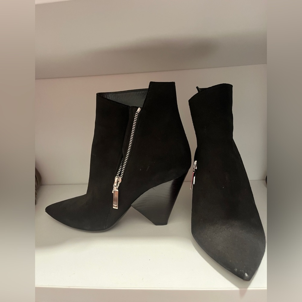 Black YSL suede ankle booties